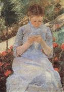 Mary Cassatt Young woman sewing in the Garden oil painting
